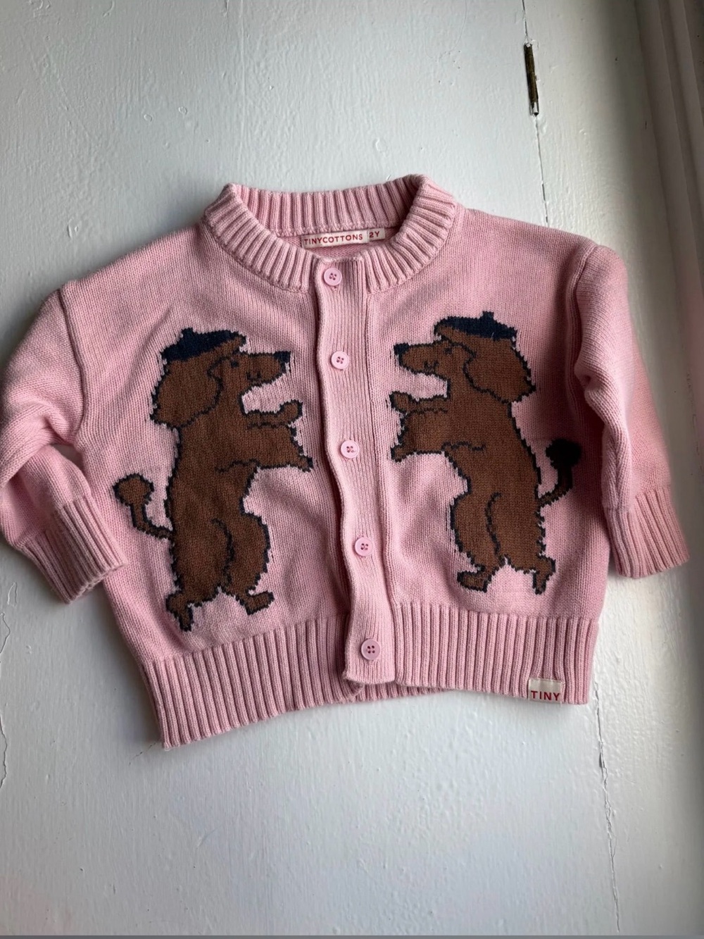 Pink Tiny Cottons Poodle Puppy Cardigan - Toddler 2t